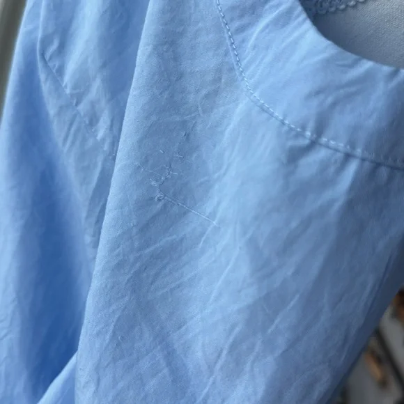 Lulus Work From Home Light Blue Poplin Button-Down Off-the-Shoulder Top Sz M - Picture 12 of 12